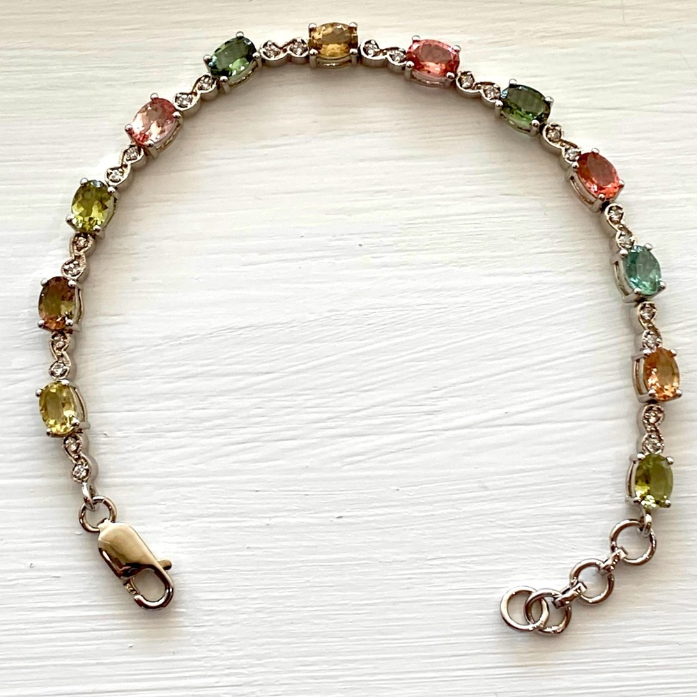 Rare and Colorful Silver Tourmaline Bracelet
